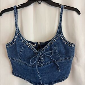 NWT Signature8 szS Women's Denim Corset Lace-Up Top…